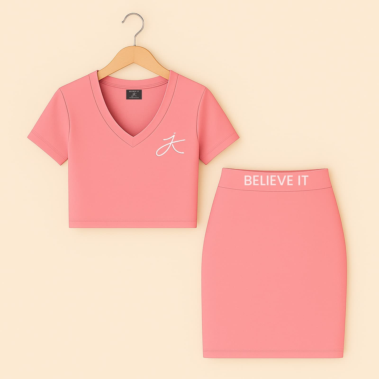 skirt and v neck